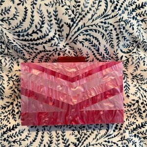 Pink Marbled Acrylic Clutch Bag